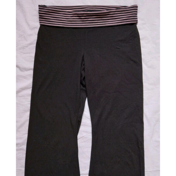Victoria Secret Black Yoga Pants Flare Roll Down Waist Y2K Womens Size XL Short - Picture 2 of 10